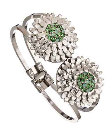 Shameless Jewelry Silver and Swarovski Crystal Flower Bracelet