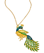 Shameless Jewelry Enamel and Gold Peacock Necklace