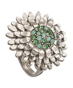 Shameless Jewelry Silver and Swarovski Crystal Flower Ring