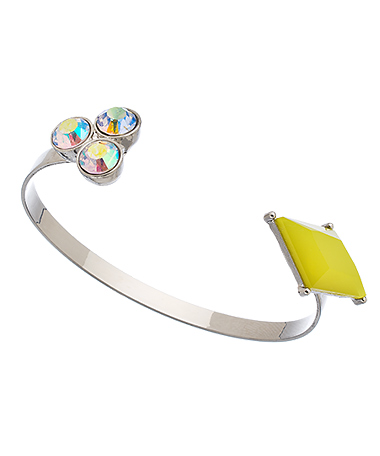 Shameless Jewelry Silver and Chartreuse Art Deco Cuff Bracelet