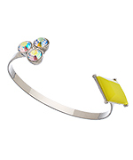 Shameless Jewelry Silver and Chartreuse Art Deco Cuff Bracelet
