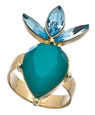 Shameless Jewelry Gold and Turquoise Art Deco Ring