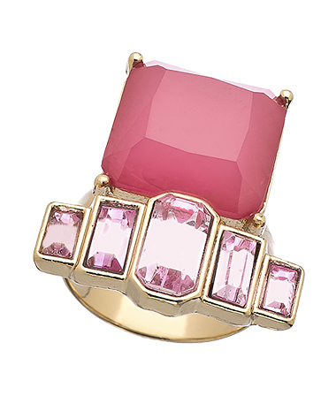 Shameless Jewelry Gold and Pink Art Deco Ring