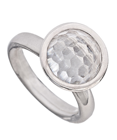 Shamila Fine Jewelry Rock Crystal Quartz Cosmic Cocktail Stacking Ring