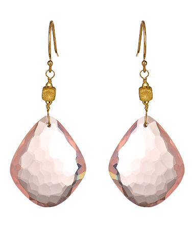 Shamila Fine Jewelry Rose Quartz Honeycomb Drop Earrings