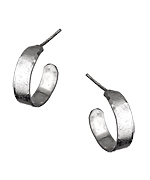 Sharon Saindon Small Wide Thin Shiny Hammered Hoop Earrings