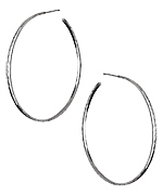 Sharon Saindon Large Narrow Shiny Hammered Hoop Earrings