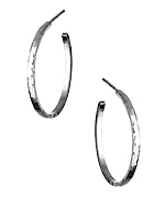 Sharon Saindon Small Narrow Shiny Hammered Hoop Earrings