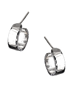Sharon Saindon Small Wide Shiny Hammered Hoop Earrings