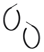 Sharon Saindon Small Narrow Blackened Hammered Hoop Earrings