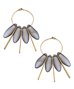 Shlomit Ofir Gold and Matte Glass Madagascar Chandelier Earrings