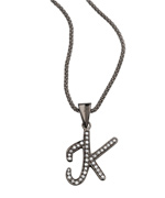 Socheec Silver Diamond K Initial Pendant Necklace