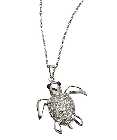 Somchintana Micro Pave CZ and Silver Turtle Pendant Necklace