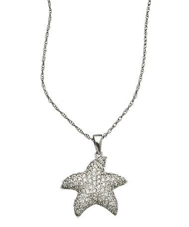 Somchintana Micro Pave CZ and Silver Starfish Pendant Necklace