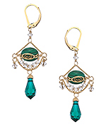 Sophia & Chloe Gold Malachite and Swarovski Crystal Phoebe Chandelier Earrings