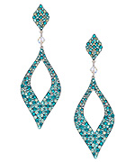 Stefanie Somers Silver and Ocean Swarovski Elements Phaedra Teardrop Earrings
