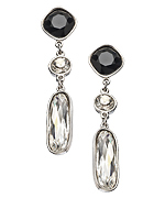 Trifles by Stefanie Somers Tuxedo Crystal Triple Drop Earrings