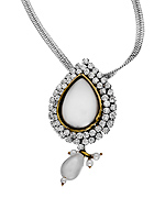 Taara Silver Gold Crystal and Pearl Pendant Necklace