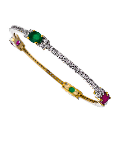 Taara Gold Tourmaline Onyx and Crystal Bangle Bracelet