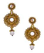 Taara Gold Filigree Pearl and Crystal Drop Earrings