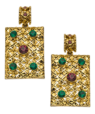 Taara Gold Amethyst and Green Onyx Bamboo Drop Earrings