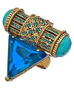 Taara Gold Crystal and Turquoise Lara Cocktail Ring