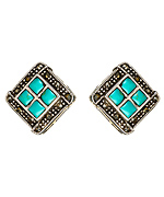 Tang and Song Turquoise Four Piece Diamond Shaped Earrings