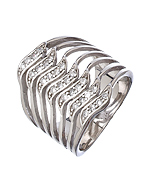 Tang and Song Sterling Silver Curvy Lines Diamond Ring