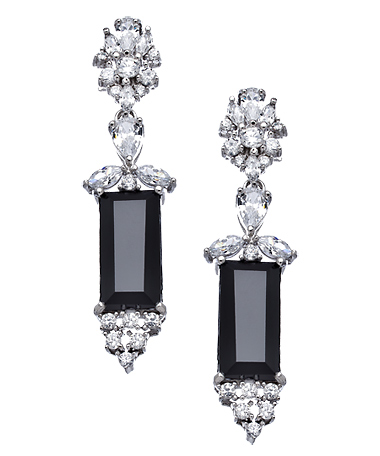 Tang and Song Onyx CZ Rectangle Drop Earrings