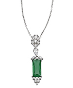 Tang & Song Sterling Silver and Emerald CZ Rectangle Pendant Necklace