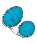 Tang & Song Sterling Silver and Turquoise Double Ring