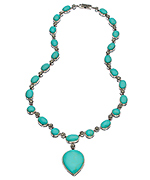 Tang & Song Sterling Silver and Turquoise Teardrop Pendant Necklace