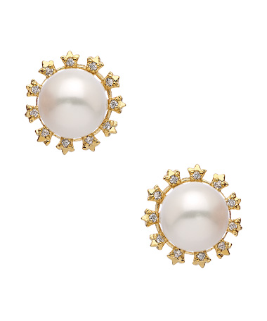 Tang & Song Pearl and Crystal Sunburst Stud Earrings