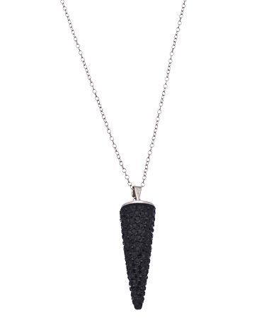 Tang & Song Sterling Silver and Black Crystal Horn Pendant Necklace