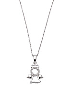 Tang & Song Sterling Silver and Crystal Angel Pendant Necklace