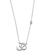 Tang & Song Sterling Silver Om and Crystal Pendant Necklace