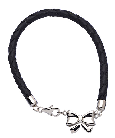 Tang & Song Sterling Silver Bow Tie and Leather Bracelet