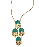 Tat2 Designs Vintage Gold and Green Enamel Necklace