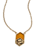 Tat2 Designs Gold and Orange Enamel Hexagon Necklace