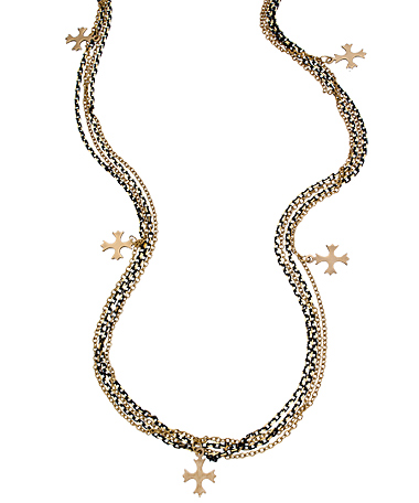 Tat2 Designs Black and Gold Multi Chain Maltese Cross Necklace