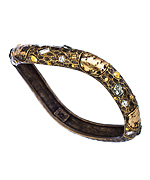 Tat2 Designs Vintage Gold Brass and Multicolor Crystals Wave Bangle Bracelet