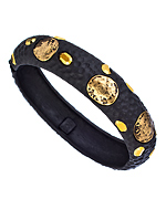 Tat2 Designs Black Ceramic Gold Coin and Crystal Bangle Bracelet