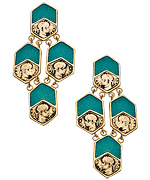 Tat2 Designs Vintage Gold and Green Enamel Earrings
