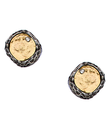 Tat2 Designs Gold Vintage Silver and Crystal Stud Earrings