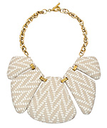 Ted Rossi Gold Rattan Asymmetric Plate Bib Necklace