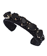 Ted Rossi Mini Black Leather Crystal Cuff