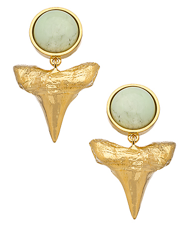 Tiffany Chou Gold and Lemon Chrysoprase Shark Teeth Earrings