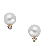 Pearl Diamond Heart Earrings
