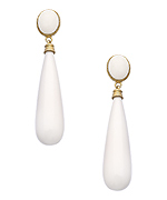 White Elongated Teardrop Earrings