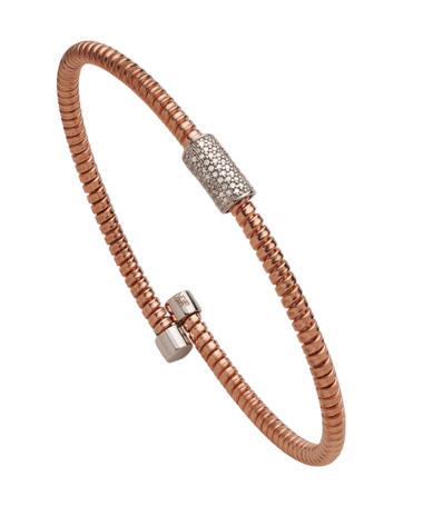 Tres Luxe Coil and Pave CZ Detail Bangle Bracelet